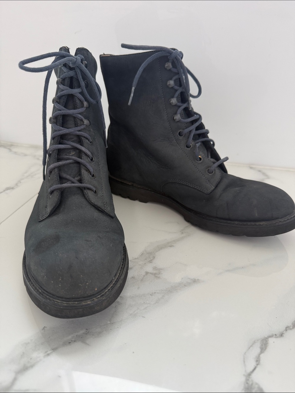 Rockport W5676 Women's Navy Blue Nubuck Waterproof Leather Combat Boots Size 8 W